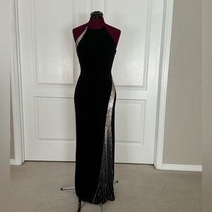 Fully Lined, Elegant Black and Silver Beaded Gown